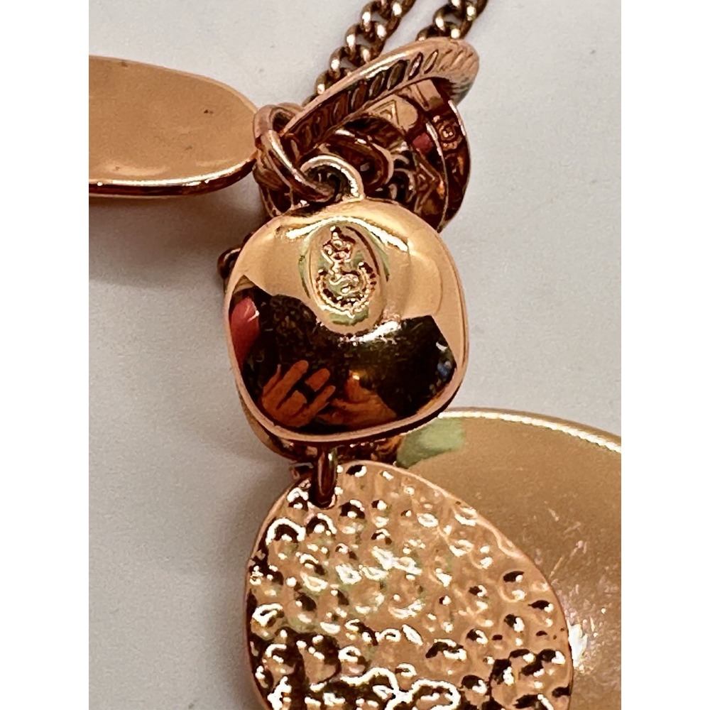Premier Designs Dangle Multi Charm Copper & Rhinestone‎ Pendant Necklace 16"+ - Picture 6 of 10